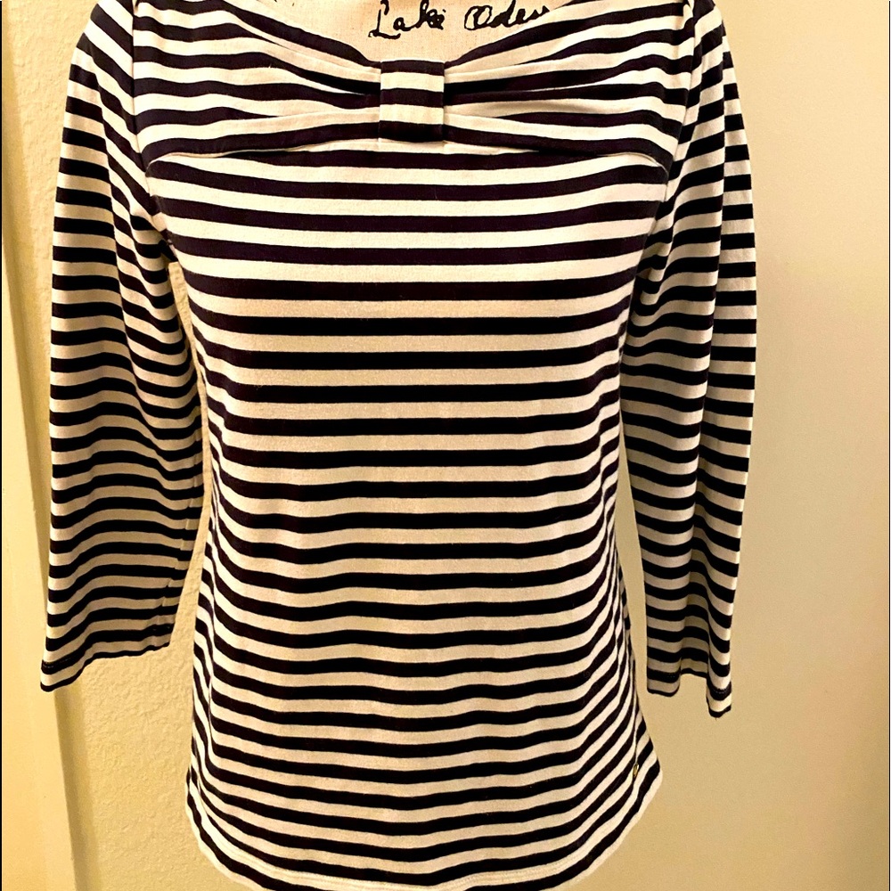 🎀 Kate Spade 3/4 Sleeve Bow Neck Striped Top! 🎀